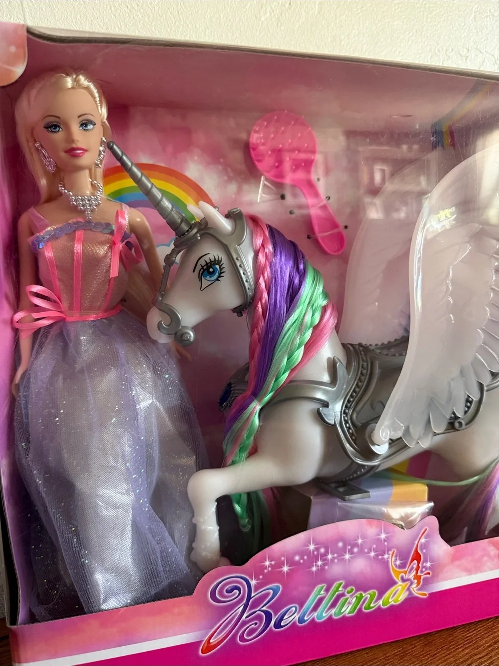 🆕 Princess Doll & Rainbow Color Changing Unicorn Playset